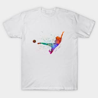 Woman footballer in watercolor T-Shirt